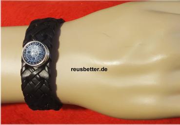 Runen / Futhark Vikings | Snap Lederarmband Schwarz | Glas Cabochon | Motiv Wahl